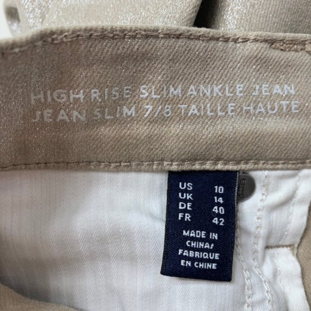 LANDS' END GOLD Shimmer Slim Ankle High Rise Jeans - Picture 7 of 7